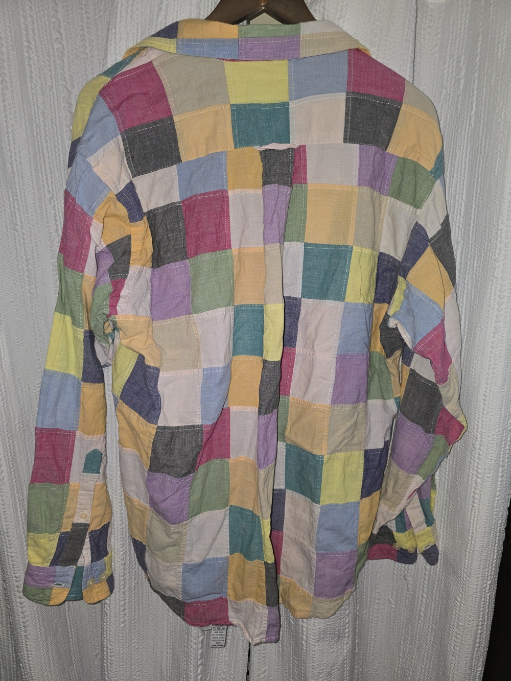 Womena LARGE Orvis Multicolor Patchwork Check Button-Down Shirt - Picture 6 of 6
